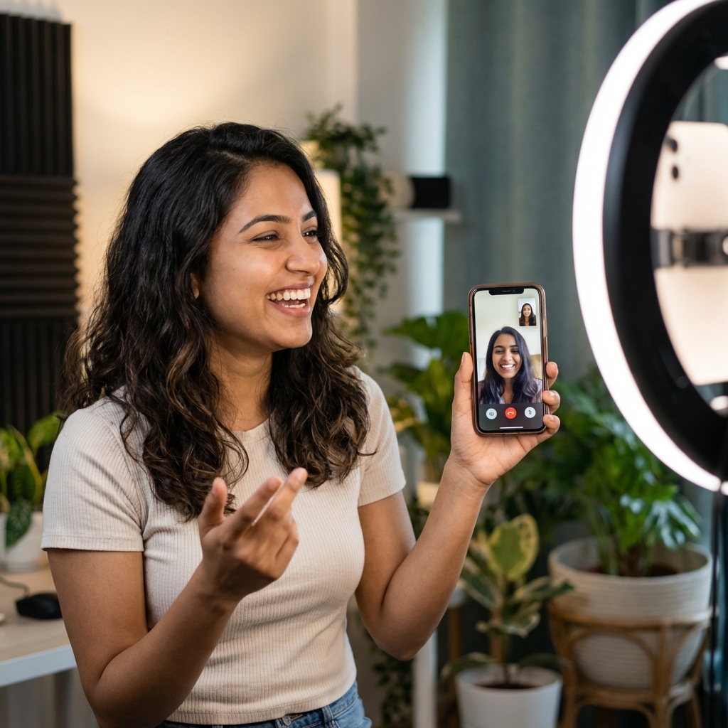 Creator with ring light